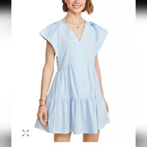 Vineyard Vines, Blue Striped V-Neck Dress, Size XS